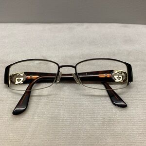 Gucci Women's Black Metal & Tortoiseshell Rim Glasses